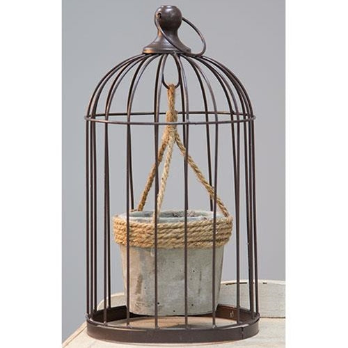 Wire Birdcage with Jute and Cement Plant Holder Medium