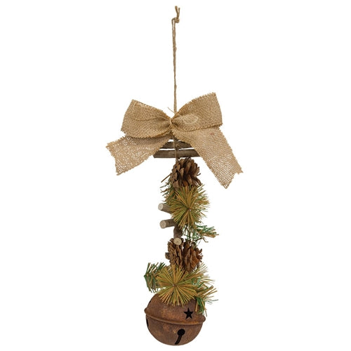Rustic Pine & Bell Ornament
