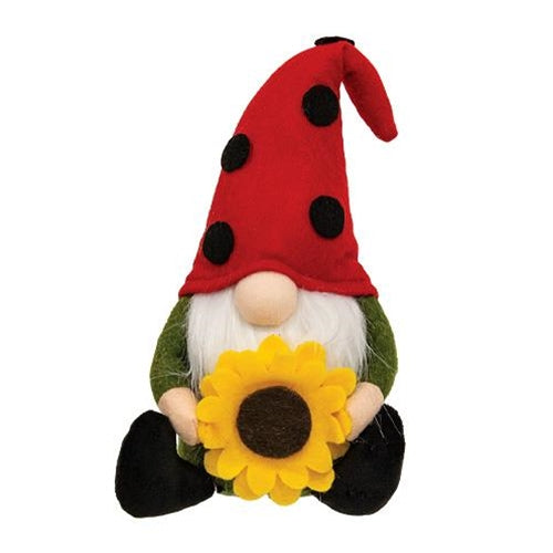 Garden Ladybug Gnome w/Sunflower