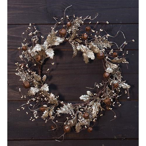 Vintage Holly & Bells Wreath 20"