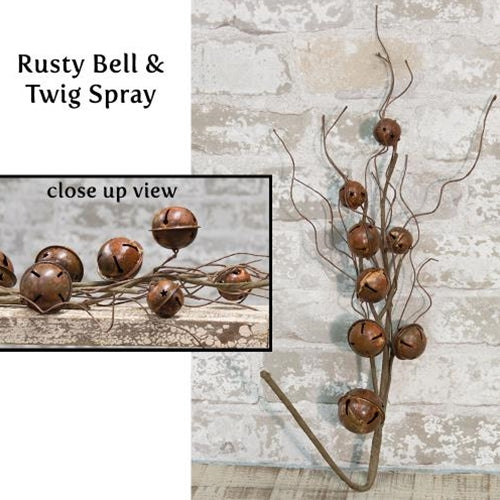 Rusty Bell & Twig Spray 24"