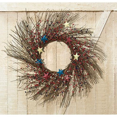 Americana Pip Berry Sunburst Wreath 24"