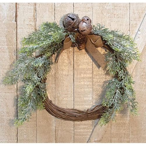 Vintage Country Cedar and Bell Wreath 17"