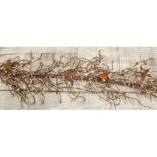 Pip Berry Garland With Stars Teastain 40"