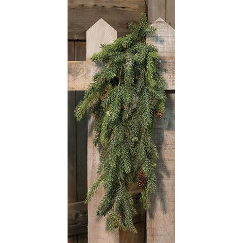 Frosted White Spruce Hanging Bush 34"