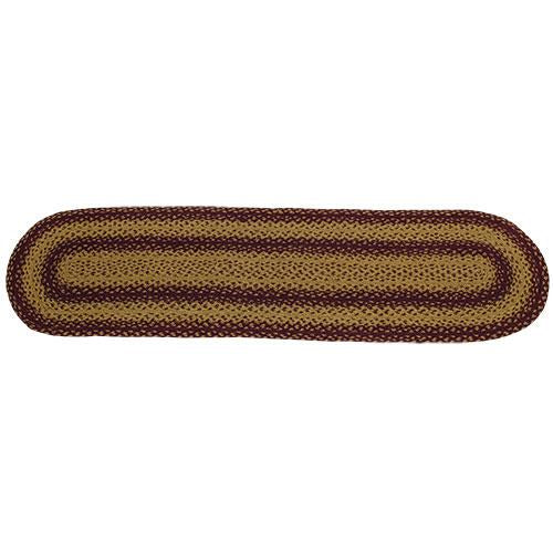 Burgundy/Tan Braided Oval Runner - 13x48