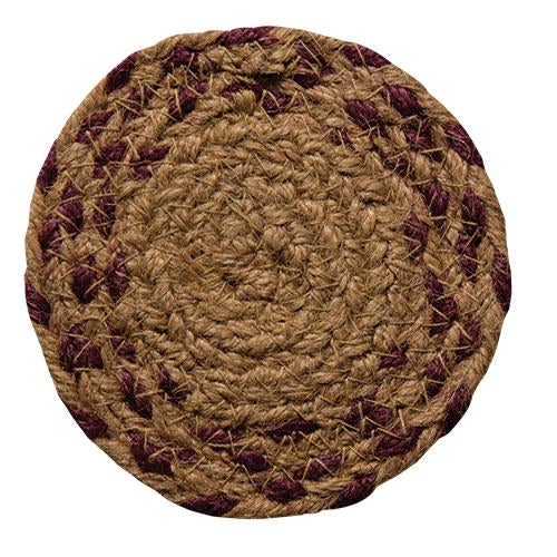 Burgundy/Tan Braided Coaster