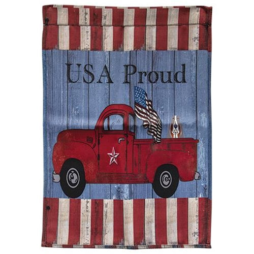USA Proud Red Truck Garden Flag