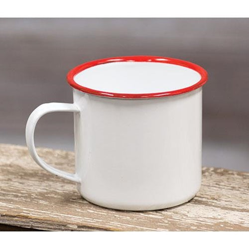 Red Rim Enamel Coffee Mug