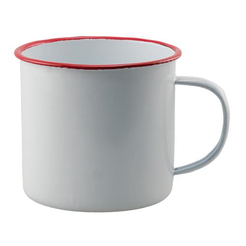 Red Rim Enamel Soup Mug