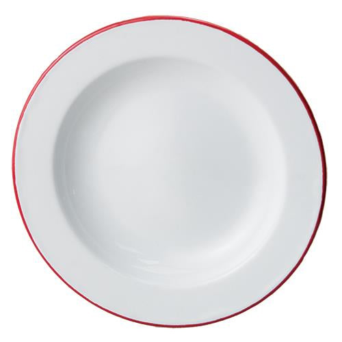 Red Rim Enamel Salad Plate