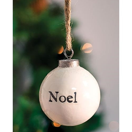 White Ceramic Ornament "Noel"