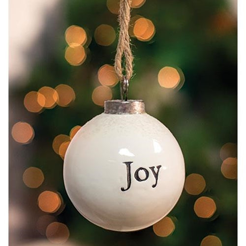 White Ceramic Ornament "Joy"