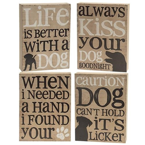 Life With Dogs Box Sign 4 Asstd.