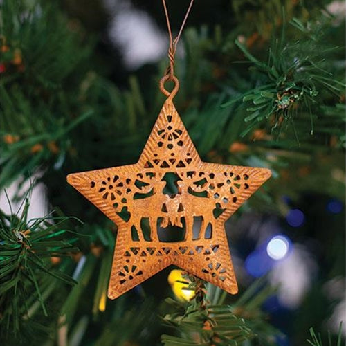 6/Set Rusty Star Christmas Ornaments
