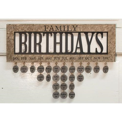 Framed Family Birthday Calendar