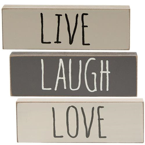 Live Love Laugh Stoneware Block 3 asstd.