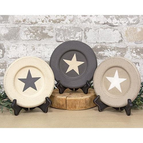 Stoneware Distressed Star Plate 3 Asstd.