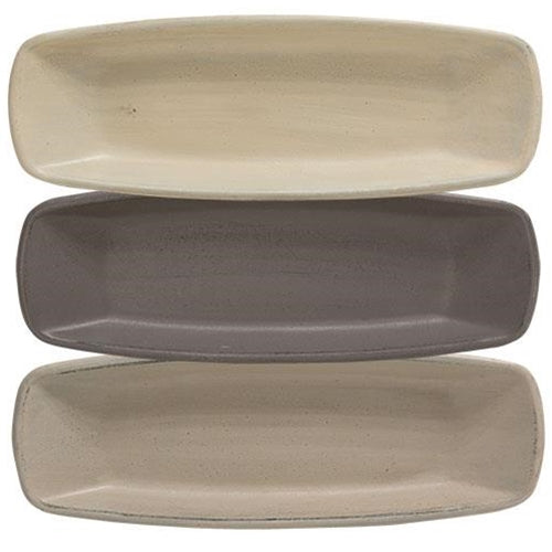 Stoneware Squared Oval Tray 3 Asstd.