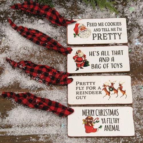 4/Set Christmas Present Wooden Gift Tags