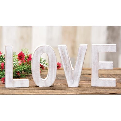 4/Set LOVE Rustic White Letters