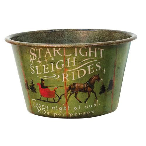 Sleigh Rides Vintage Tin Bowl
