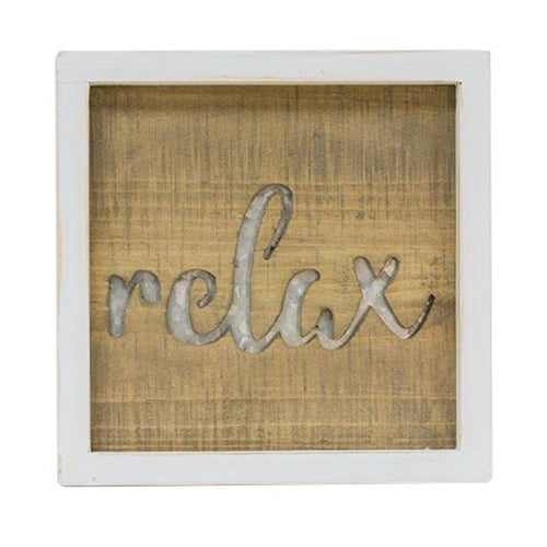 Framed Metal Cutout Relax Sign