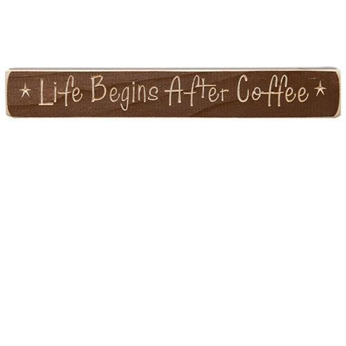 Life Begins After Coffee Engraved Block 12"