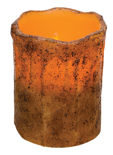 Burnt Mustard Drip Pillar 4"
