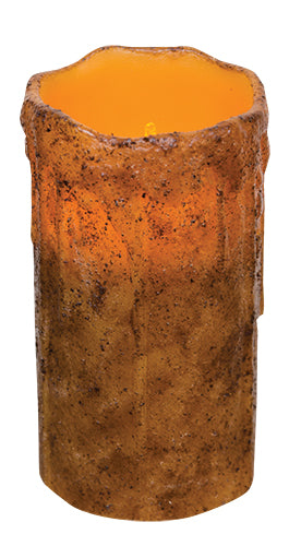 Burnt Mustard Drip Pillar 6"