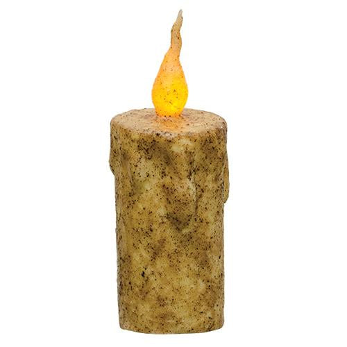 Burnt Ivory Dripped Flicker Pillar - 5.5"