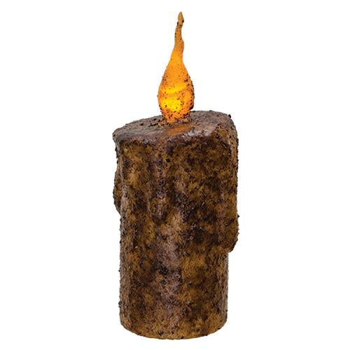 Burnt Mustard Dripped Flicker Pillar - 5.5"