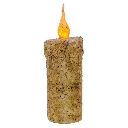 Burnt Ivory Dripped Flicker Pillar - 6.5"