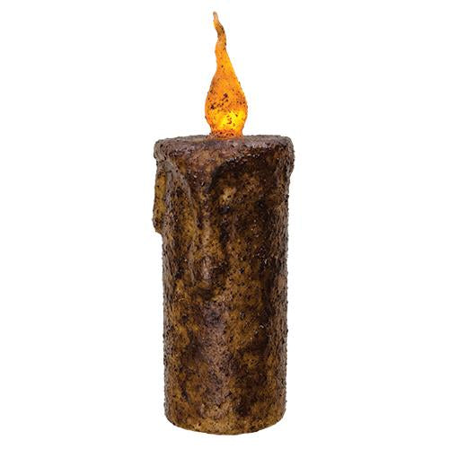 Burnt Mustard Dripped Flicker Pillar - 6.5"