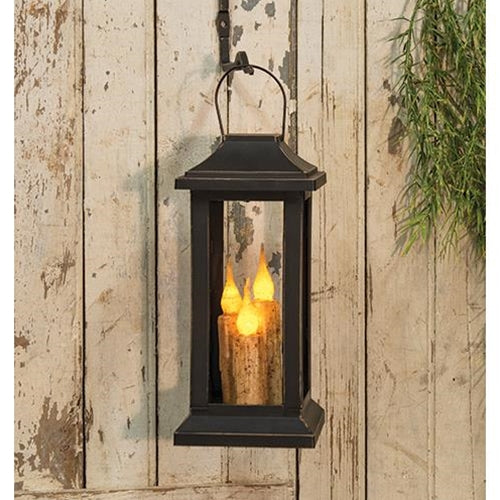 Burnt Ivory Three Taper Lantern 10 inch