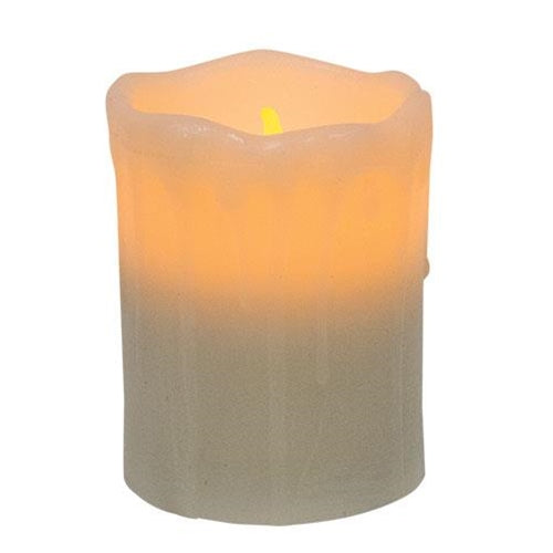 White Dripped Pillar Candle 4 inch