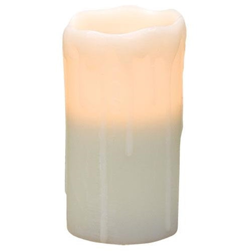 White Dripped Pillar Candle 6 inch