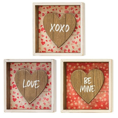 Be Mine Shadow Box Sign 3 Asst.