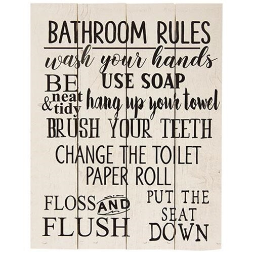 Bathroom Rules Pallet Art