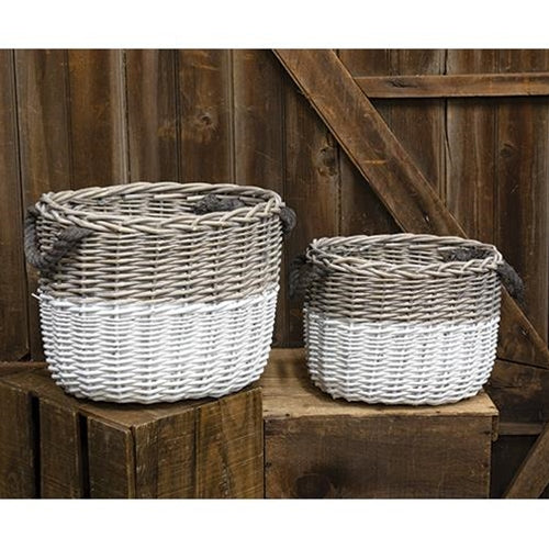 *2/Set White Dipped Grain Baskets