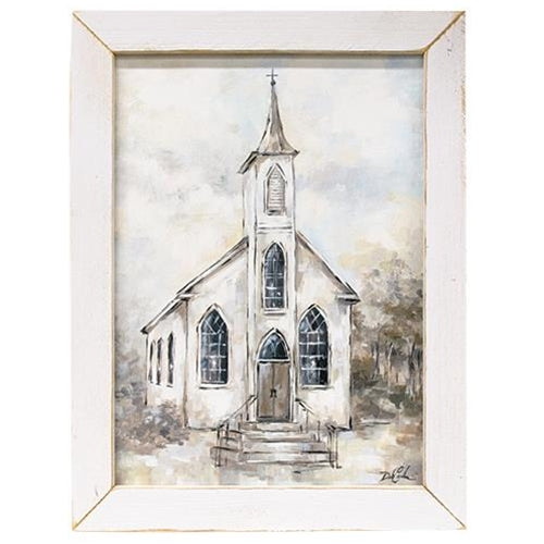 Painted White Church Framed Print White Frame