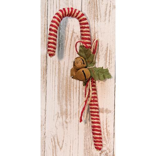 14" Jute Candy Cane w/Bells