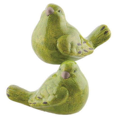 Crackled Green Resin Bird 2 Asstd.