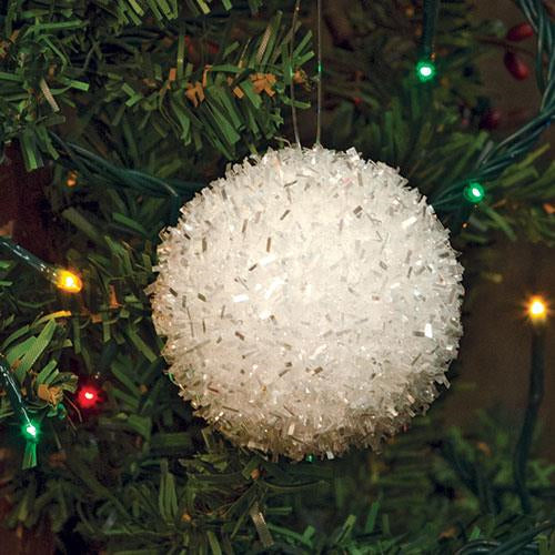 White Tinsel Ball Ornament