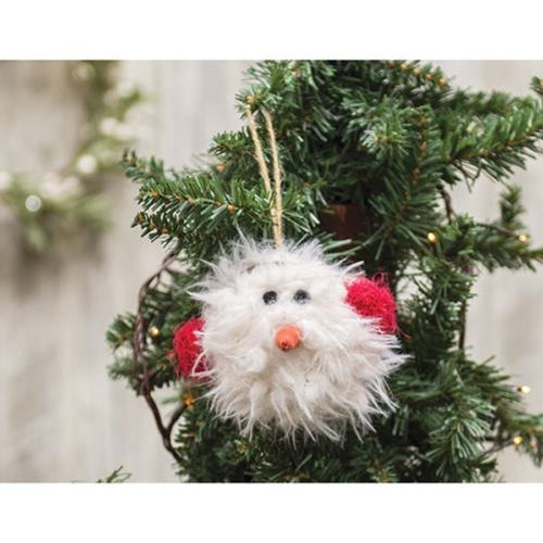 Furry Snowman w/Earmuffs Ornament